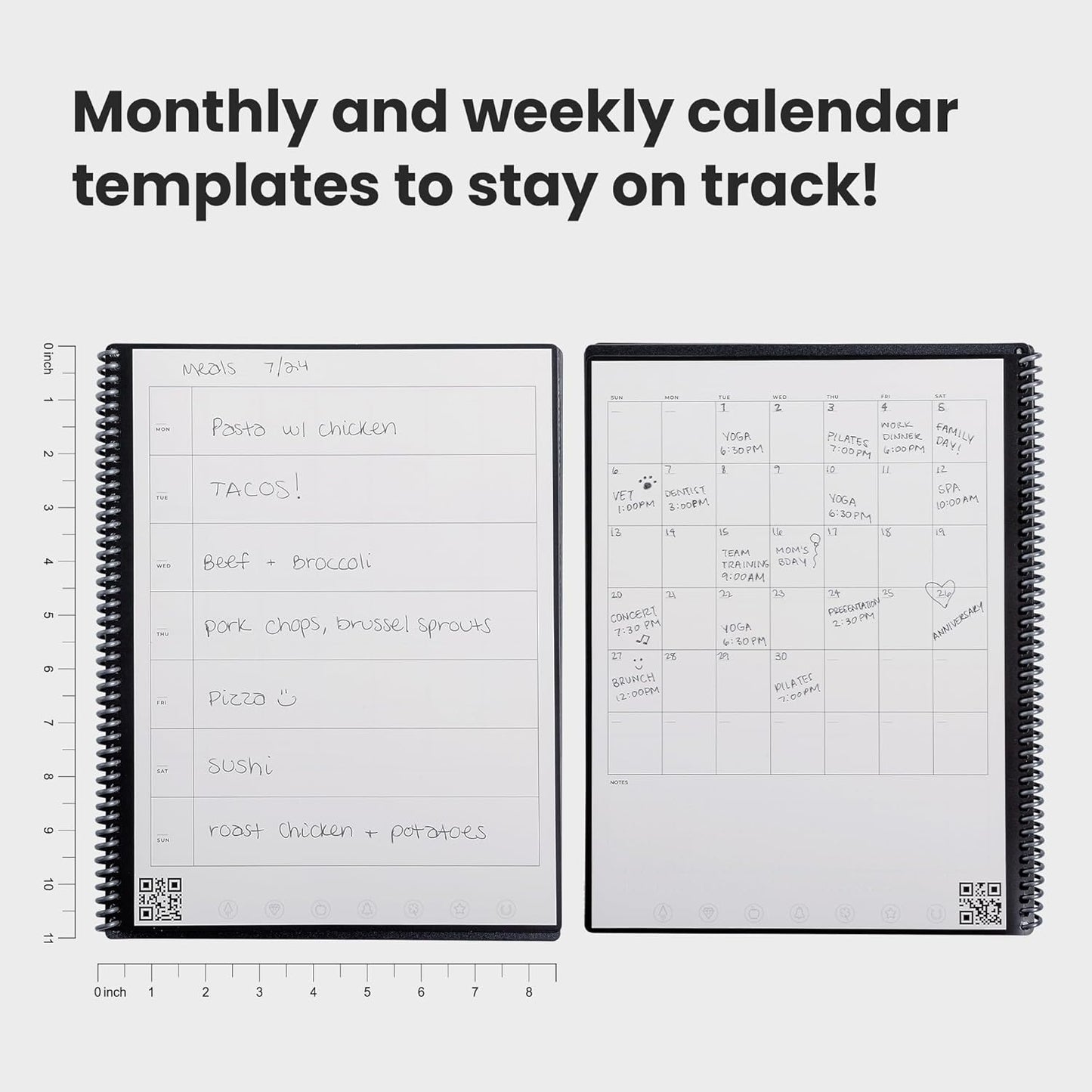 Rocketbook Fusion Reusable Undated Productivity Planner, Letter Size 8.5x11, Navy Blue - Goals, Monthly and Weekly Calendar, Daily To-do List, Lined and Dotted Notes Pages