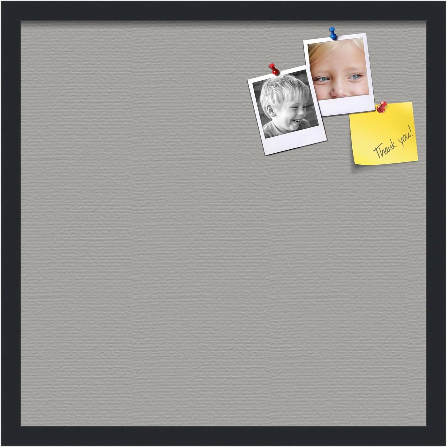 PinPix 20x20 Inch Cork Bulletin Board. This Decorative Framed Pin Board Comes with Dark Stone Design and a Satin Black Frame. Ideal for Home Office Decor or Message Board (PinPix-1808)