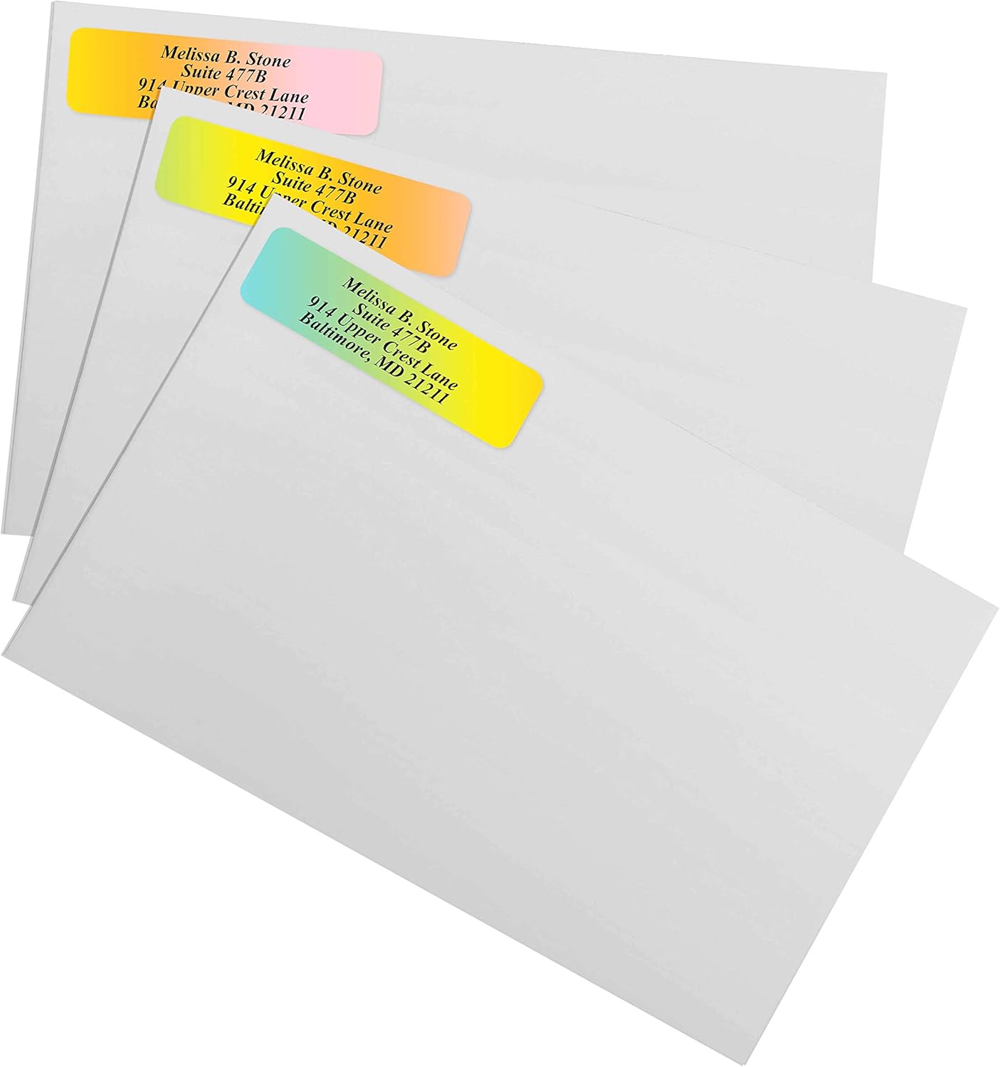 Cascading Rainbow Personalized Return Address Labels Without Dispenser - Roll of 500 Custom Stickers