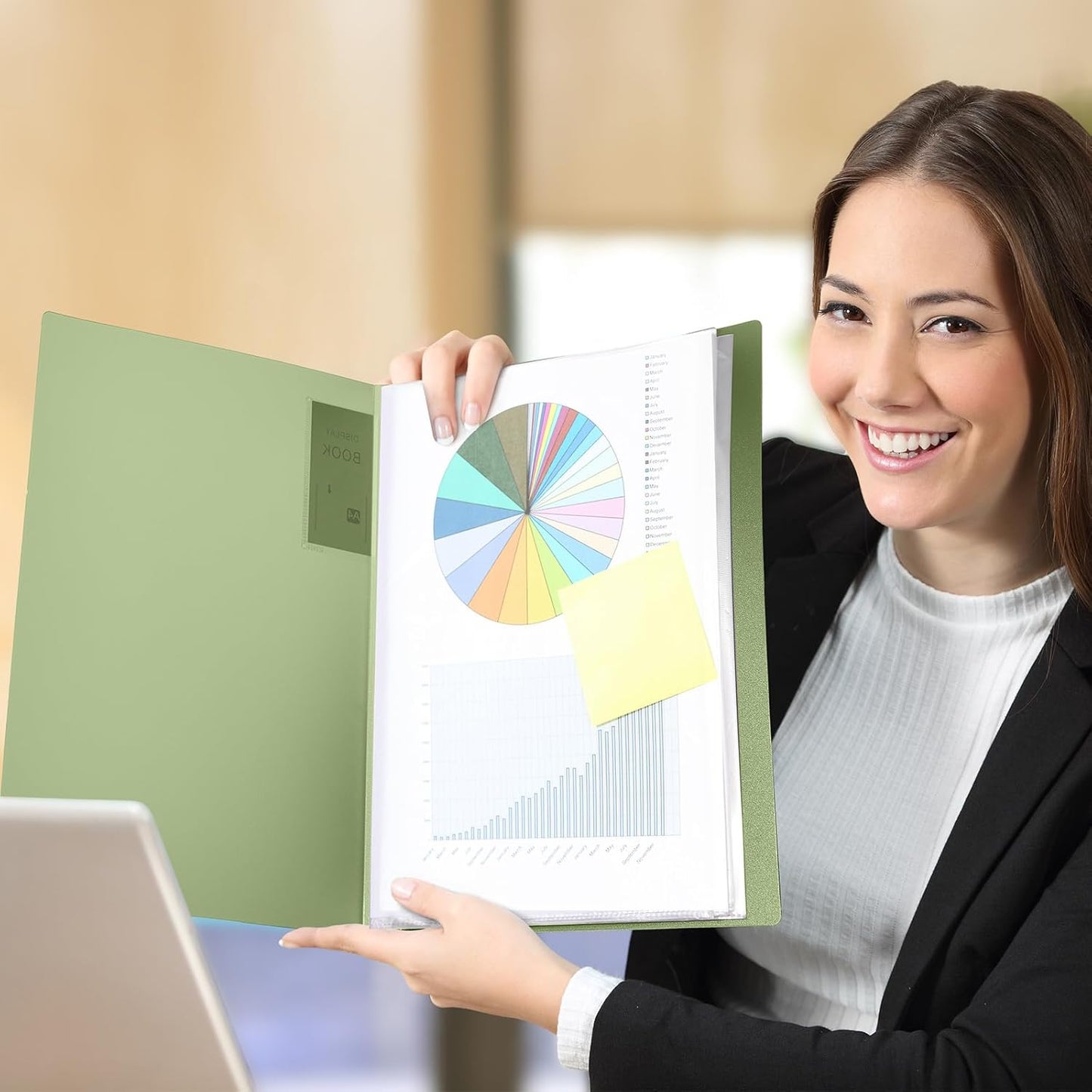 Marspark 6 Pcs Binder with Plastic Sleeves Large 8.5" x 11" Display Presentation Book 40 Pocket 80 Pages Art Portfolio Folder Clear Sheet Protector for Photo Document (Black,Green,Blue)