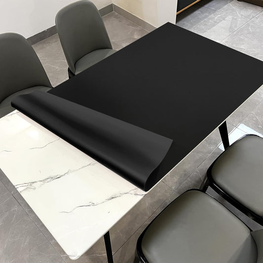 Leather Table Cover,1.8mm Thick,48x72 Inch Table Protector,Table Protector for Dining Room Table,Dining Table Cover,Table Cover Protector,Kitchen Table Cover(Black+Black,48x72)