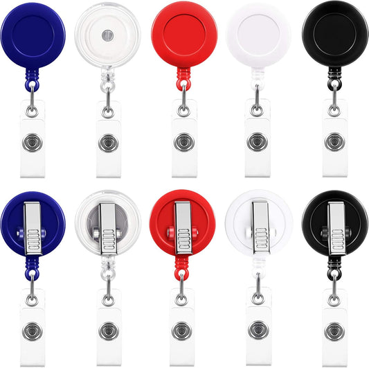 50 Pieces Retractable Badge Holder Reels with Swivel Alligator Clip, ID Card Holder Name Badge Reel Clips for Students Teachers Office Workers (Mixed Color)