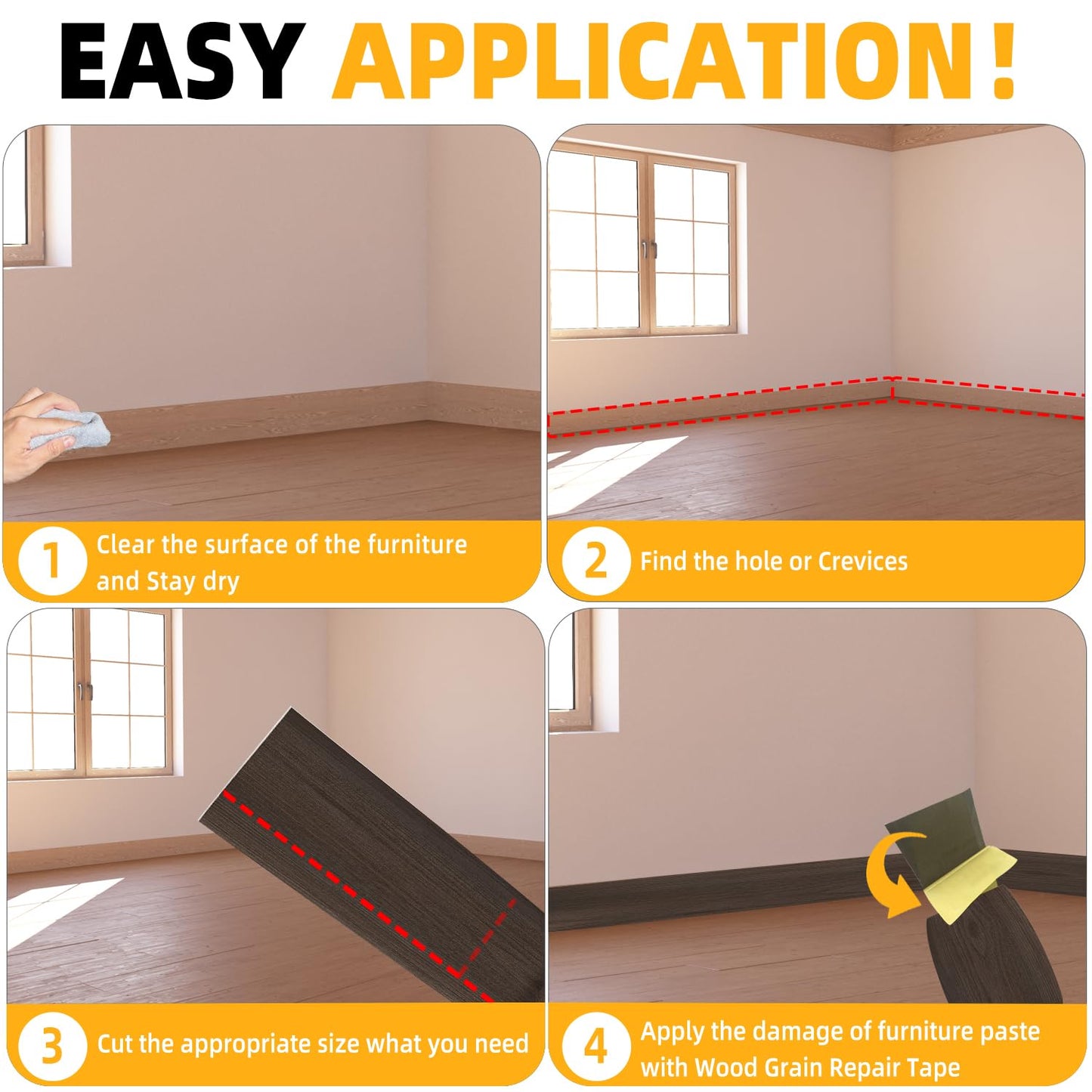 GSCIT Club Wood Grain Repair Tape, 2.4 inch X 50ft Self Adhesive Red Walnut Grain Repair Patch for Tables, Chairs, Baseboards, Doors, Windows, Floors, Handicraft DIY.