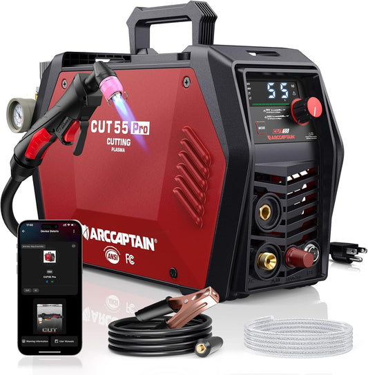 ARCCAPTAIN iControl Cut55 Pro Plasma Cutter, [APP Control] 55 Amp Non-Touch Pilot Arc 120V/240V Plasma Cutter Machine, Large LED Display and 2T/4T, 3/4 inch Maximum Cut, DC Inverter IGBT