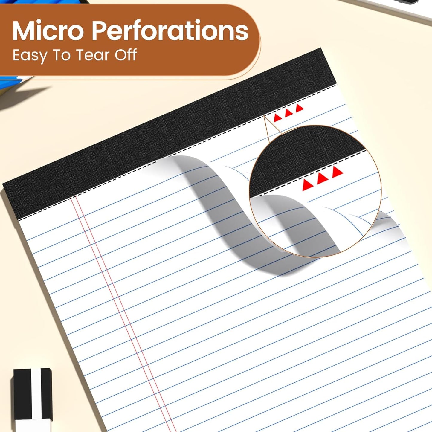 Legal Pads 8.5 X11, Narrow Ruled Notepads, 2 Pack, 50 Sheet/Pad, White Legal Pads, Tear Off Notepad, Perforated Writing Pad, Notebook Paper College Ruled, Notepads for Office Home School, Notepad
