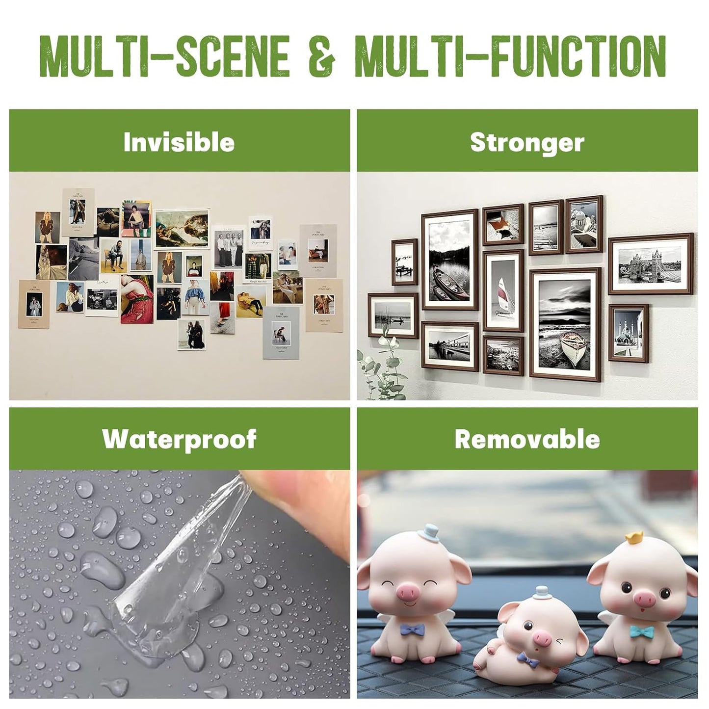 Adhesive Dots Double Sided, 100PCS Mounting Putty for Wall, Posters, Balloons - 0.4" Removable Clear Adhesive Putty, No Damage Sticky Adhesive Tack for Poster & Festival Decoration Museum