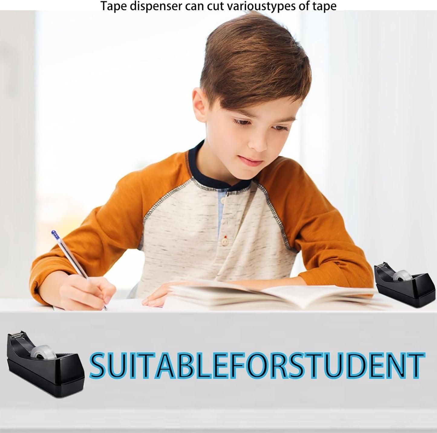 Transparent Tape with Dispenser 6 Pack Tape Dispensers Desk unweighted Non Skid Base Desktop Dispenser Bulk for Office Home School