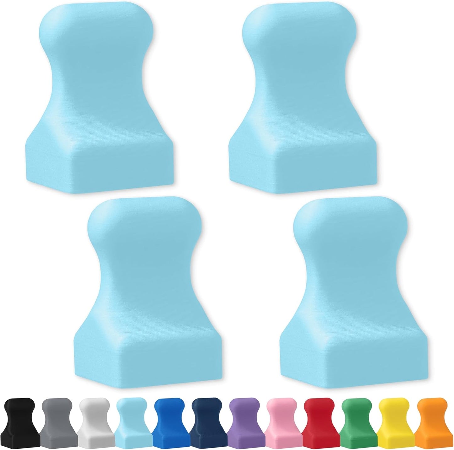 Glassboard Studio MiniPawn Magnet - Strong Neodymium Rare Earth Magnets for Fridge, Whiteboard, Locker & Magnetic Glassboards - Ideal for Crafting & Office Use - Strong Fridge Magnets (Ice Blue, 4)