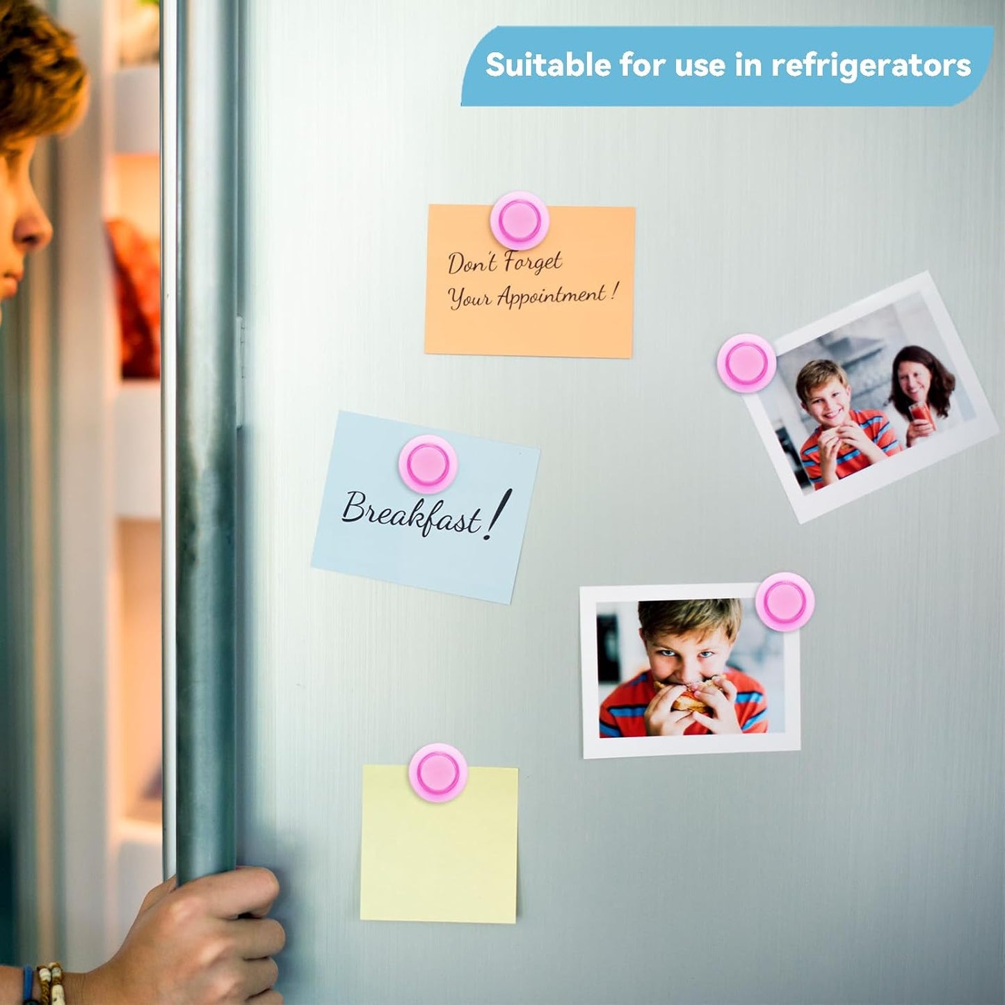 ZDZBLX Fridge Magnets, 28 Pack Magnet Strong Magnets Refrigerator Magnets Small Magnets for Whiteboard, Heavy Duty Magnets Mini Magnets Cute Round Magnets for Fridge, Locker, Classroom, Office (Pink)