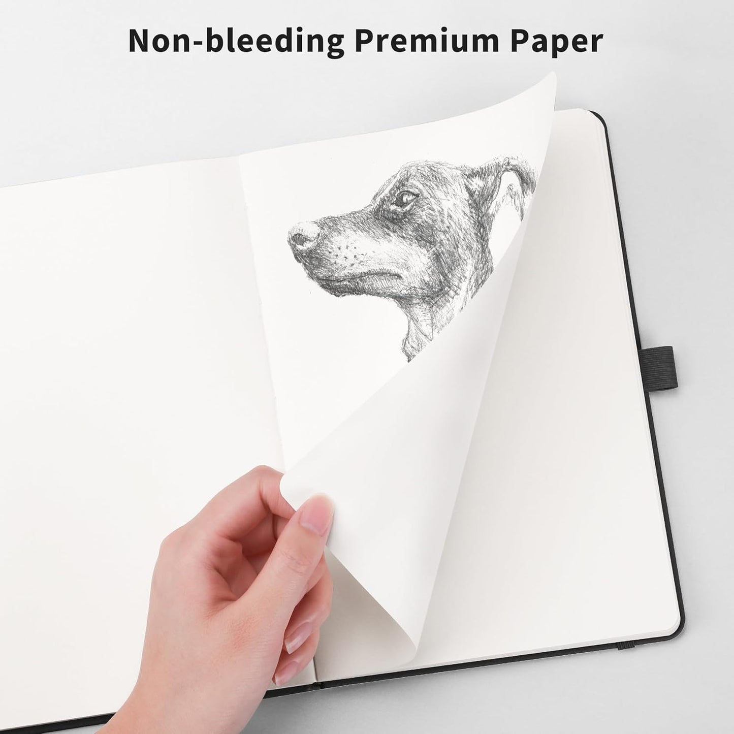 RETTACY Blank Journal Notebook, 2-Pack, 192 Pages per Pack, A5 Medium Size (5.7'' x 8.3''), Leather Hardcover, 100 GSM Thick Paper, for Sketching, Drawing, Painting (Black & Dark Green)