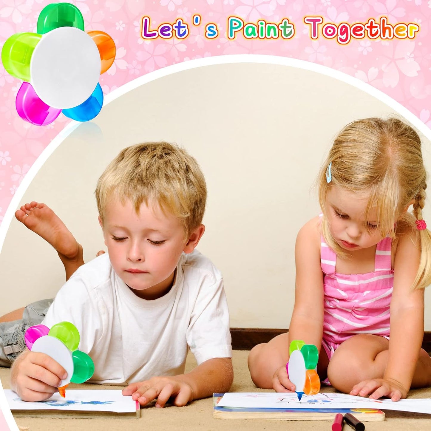 Outus 18 Pieces Petals Highlighters Assorted Colors Back to School Flower Shape Watercolor Highlighter Pens 5-in-1 Fluorescent Pens for Office School Stationery Aesthetic Supplies,5 Colors