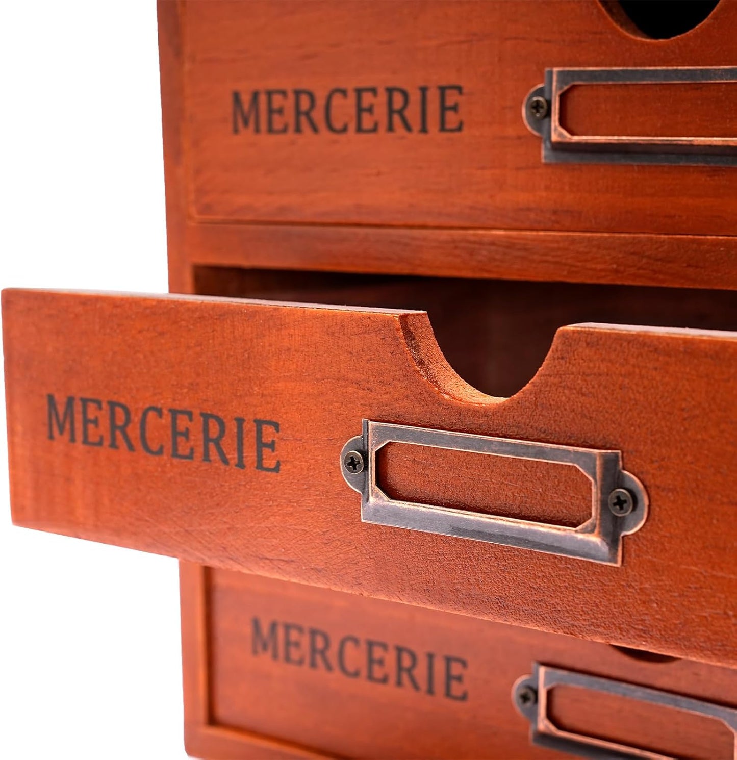 Vintage Drawer Wooden Drawers Organizer, 16-Drawer Desktop Organizer With Drawers, Iron Label Holders, Brown, For Store Cosmetics, Files, Books, Letters, Papers, Magazines (5-Drawer)