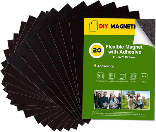Magnet Sheets with Adhesive for 5x7 Pictures(Pack of 20),Magnetic Adhesive Sheets,Photo Magnets for Home/Classroom