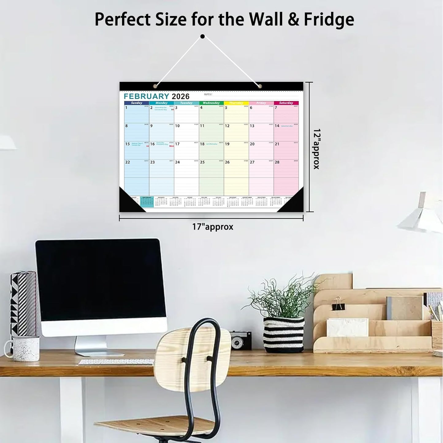 2026 Desk Calendar - 18 Monthly Calendar 2026-2027, Jan 2026 - Jun 2027, 17" x 12", Large Desk Calendar 2026-2027 with Thick Paper, Large Blocks, Stickers, Home or Office Calendar for Easy Organizing