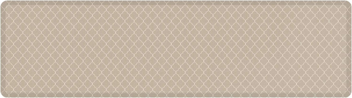 NewLife by GelPro Anti-Fatigue Designer Comfort Kitchen Floor Mat, 30x108" , Trellis Khaki Stain Resistant Surface with 3/4” Thick Ergo-foam Core for Health and Wellness