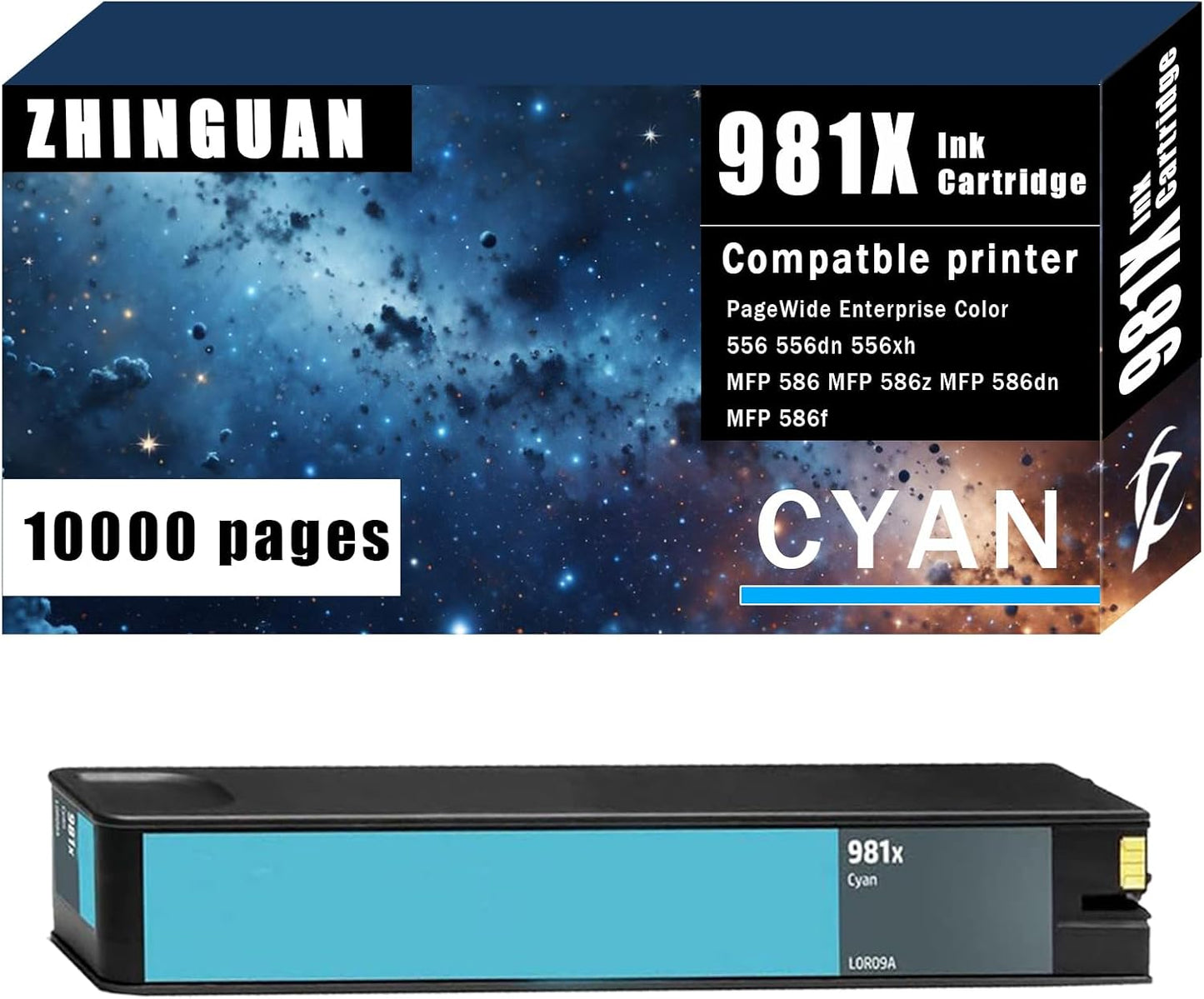 Remanufactured 981X Cyan Ink Cartridge 981 High Yield Ink Cartridge Works for PageWide Enterprise Color 556 556dn 556xh MFP 586 MFP 586z MFP 586dn MFP 586f Printer