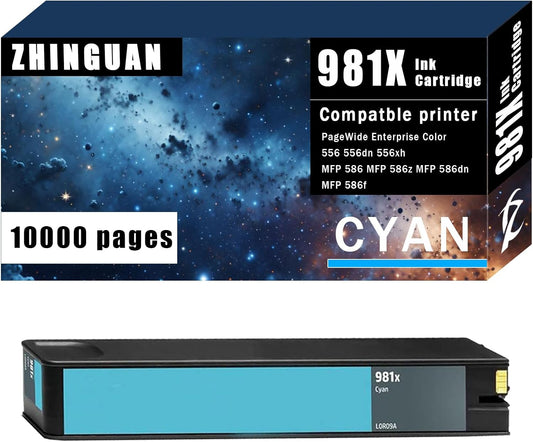 Remanufactured 981X Cyan Ink Cartridge 981 High Yield Ink Cartridge Works for PageWide Enterprise Color 556 556dn 556xh MFP 586 MFP 586z MFP 586dn MFP 586f Printer