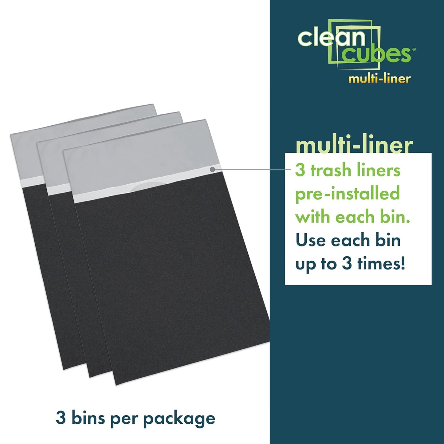 | 30 Gallon Multi-Liner Disposable Trash Cans (3-Pack) - Reusable Garbage and Recycling Bins for Parties, Events, and More (Black)