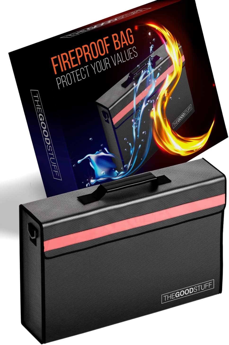 The Good Stuff Fireproof Document Box for Legal Documents, Passports, Cash, and Contracts, 5" x 11" 3.5" / 2000℉ Protect Your Notebooks, Binders, Folders, and Contracts