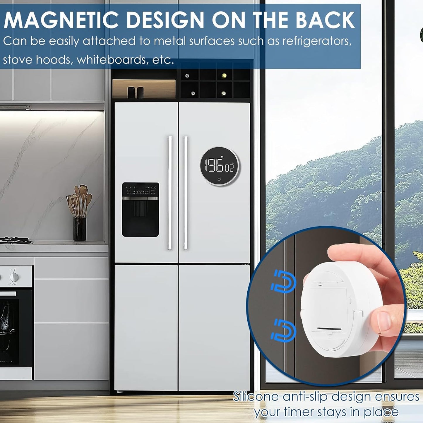 Digital Kitchen Timer Magnetic 200 Minute Countdown Count Up Battery Powered Magnetic Digital Timer Upright Desk with Hidden Stand for Cooking Baking