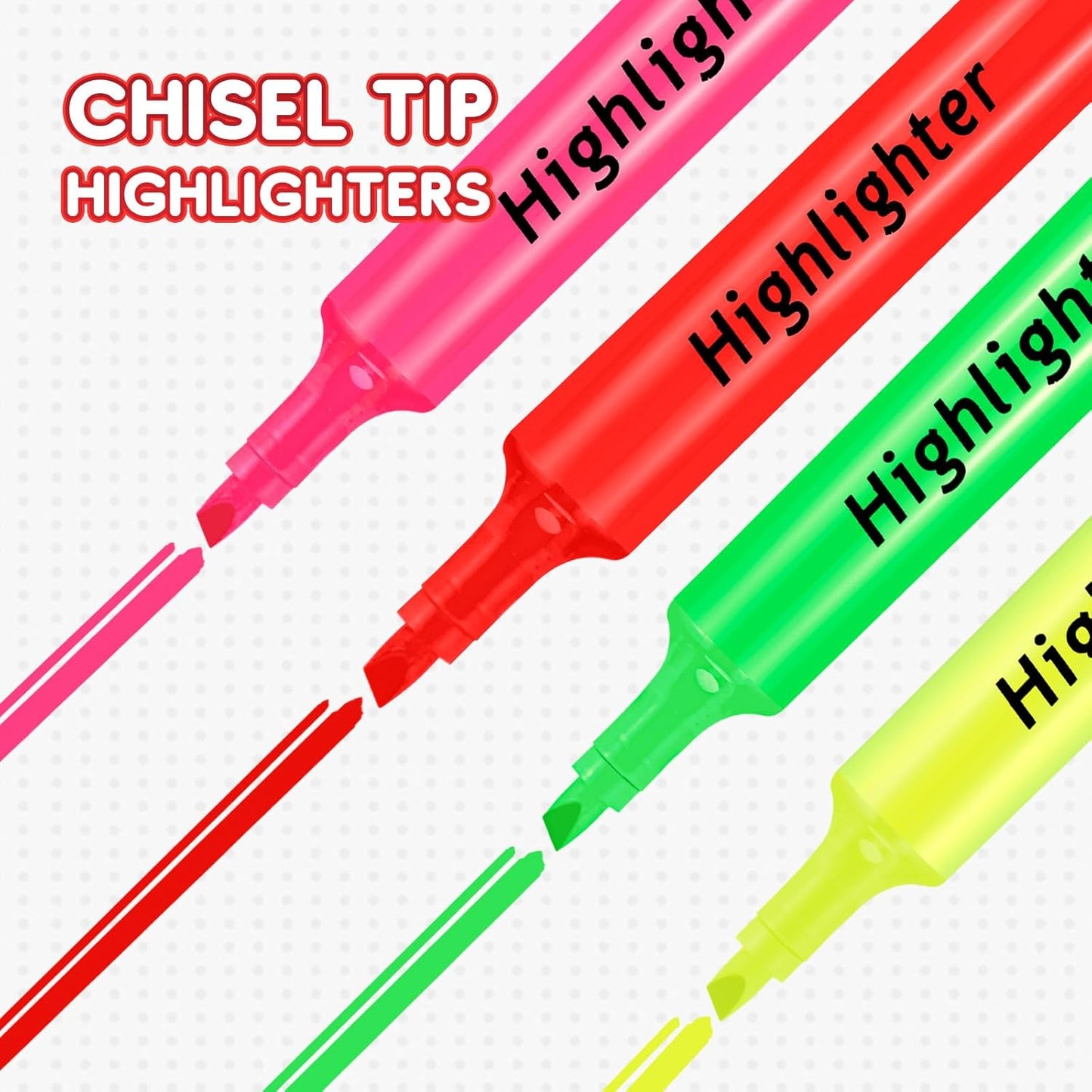 Qilery 24 Pack Tank Style Highlighters Chisel Tip Highlighters Bulk Colored Markers for Adult Coloring, Home Office Supplie(Red)