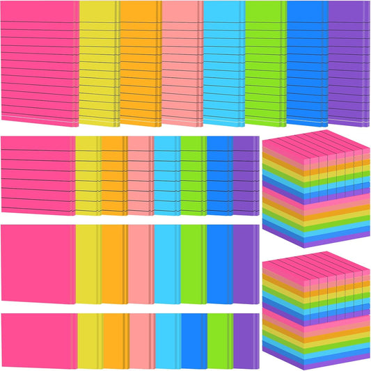 Leinuosen 64 Pack Lined Sticky Notes Self Stick Notes with Lines Bright Assorted Colors Sticky Pad for Home Office Products Post Memos, 2560 Sheets