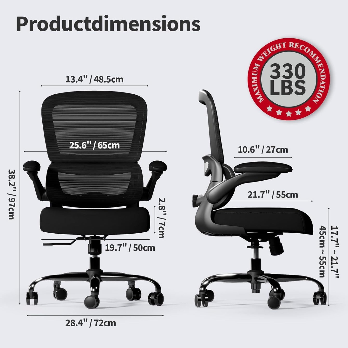 TRALT Office Chair - Ergonomic Desk Chair with Adjustable Lumbar Support, Mesh Computer Chair, Executive Chairs for Home Office Comfortable Lumbar Support (Black)