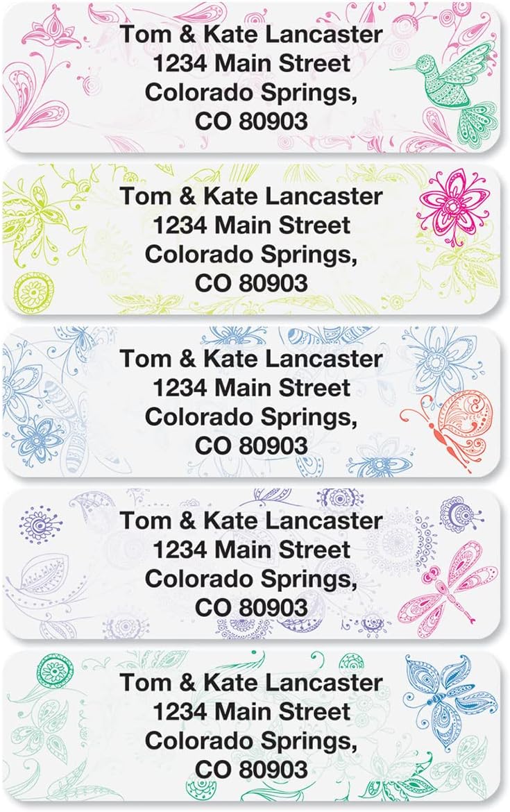 Colorful Images Flower Garden Rolled Personalized Return Address Mailing Labels with Dispenser, Customize with Name & Shipping Address, 500 ¾” x 2½” Self Adhesive, Easy Peel Label Roll
