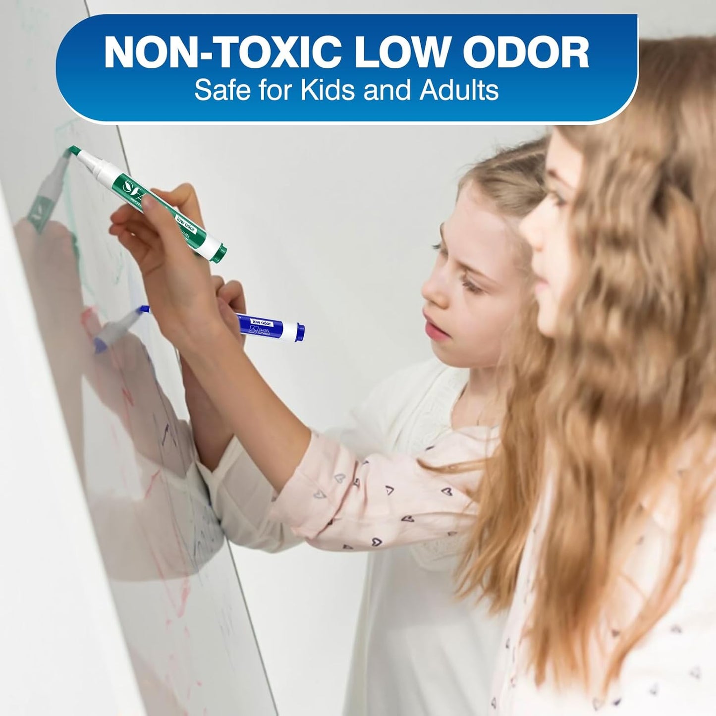 SFAIH Dry Erase Markers Chisel Tip with Magnetic Whiteboard Eraser, 72 Bulk Pack Black White Board Markers for Teachers & Students, Versatile Lines, 1s Quickly Dry, Perfect for Classroom and Office