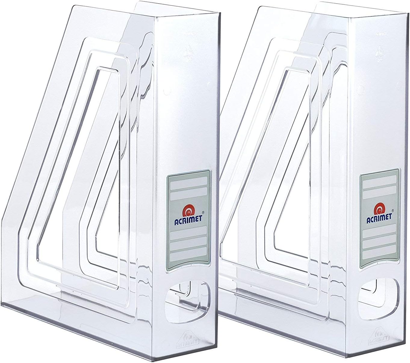 Acrimet Magazine File Holder, Durable Rack, Space-Saving Organizer (Plastic) (Clear Crystal Color) (2 pack)