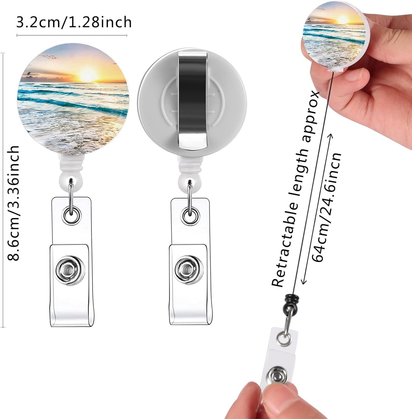15pcs Cute Badge Reel Badge Reels Retractable Badge Holders,Perfect for Men & Women Coworkers