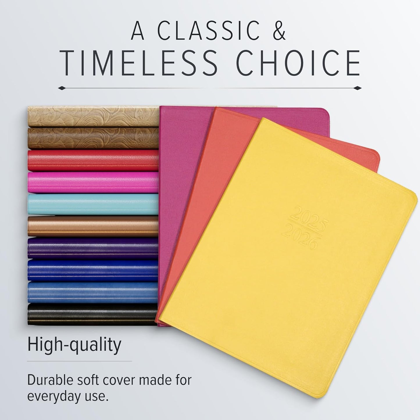 Gallery Leather Academic Planner 2025-2026, Teacher and Student Weekly Monthly Planner, Elegantly Bound Calendar with Gold-Gilded Page Edges, 18 Months - Floral Latte - 9x7"