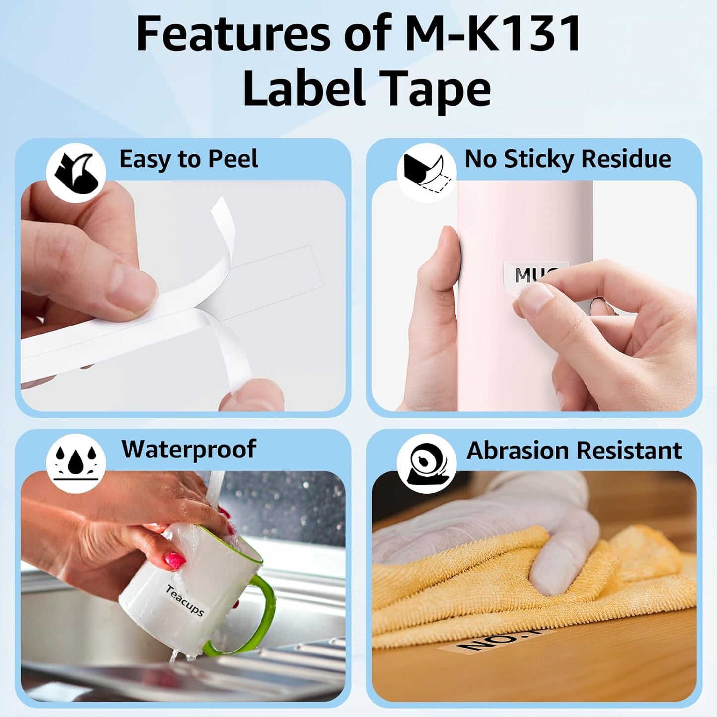 Compatible for Brother P-Touch M Tape M-K131 MK131 M131 MK-131 Black on Clear Label Tape 0.47" (12mm) x 26.2ft for PT-90 PT-M95 PT-70 PT-70BM PT-85 PT-80 PT-45 PT-65 Label Makers, 2 Pack