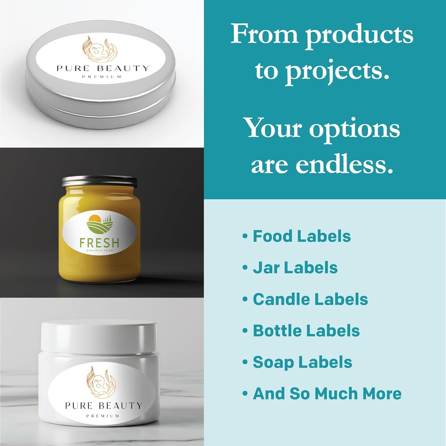 Premium Label Supply White Sticker Oval Labels – 3.33" x 2" Oval – Laser/Inkjet Compatible – (8 per Sheet), 100 Sheets – 800 Total Adhesive Labels