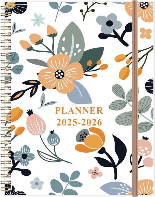 2025-2026 Planner - Planner 2025 from July 2025 to June 2026 with 12 Monthly Tabs, Flexible Cover, Inner Pocket, 8.5" x 11", Rose Floral