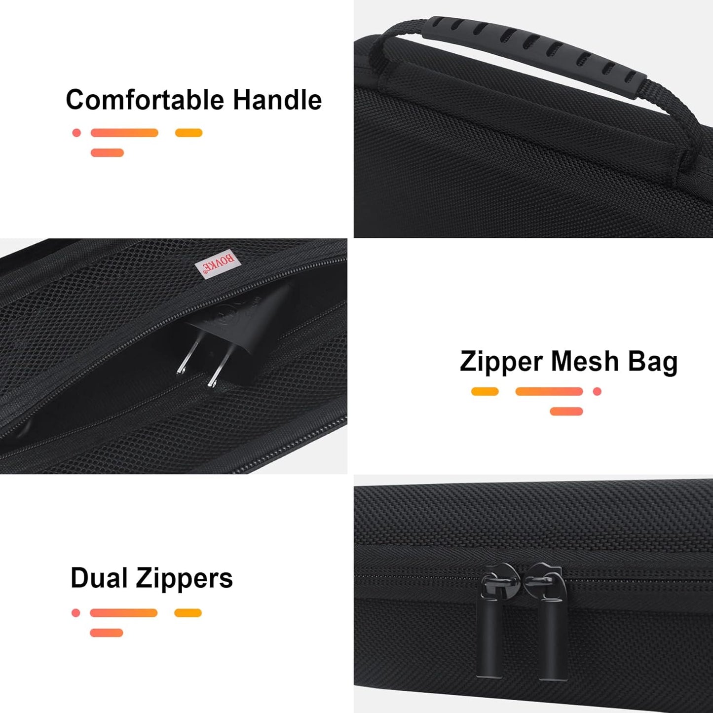 BOVKE Calculator Case for Texas Instruments TI-Nspire CX II CAS/CX II/CX CAS/CX Color Graphing Calculator and More - Extra Mesh Pocket for USB Cables and Other Accessories, Black+Black