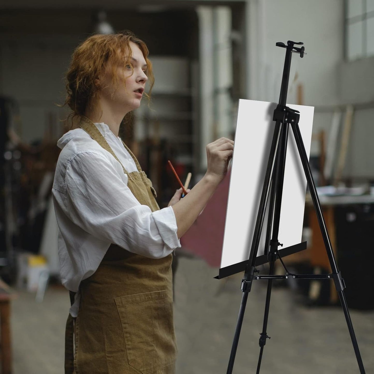 RRFTOK Art Painting Display Easel Stand, 72Inches Metal Portable Adjustable Easels for Painting Canvases Height from 22-72”for Table-Top/Floor Paint and Displaying,Black 2-Pack.