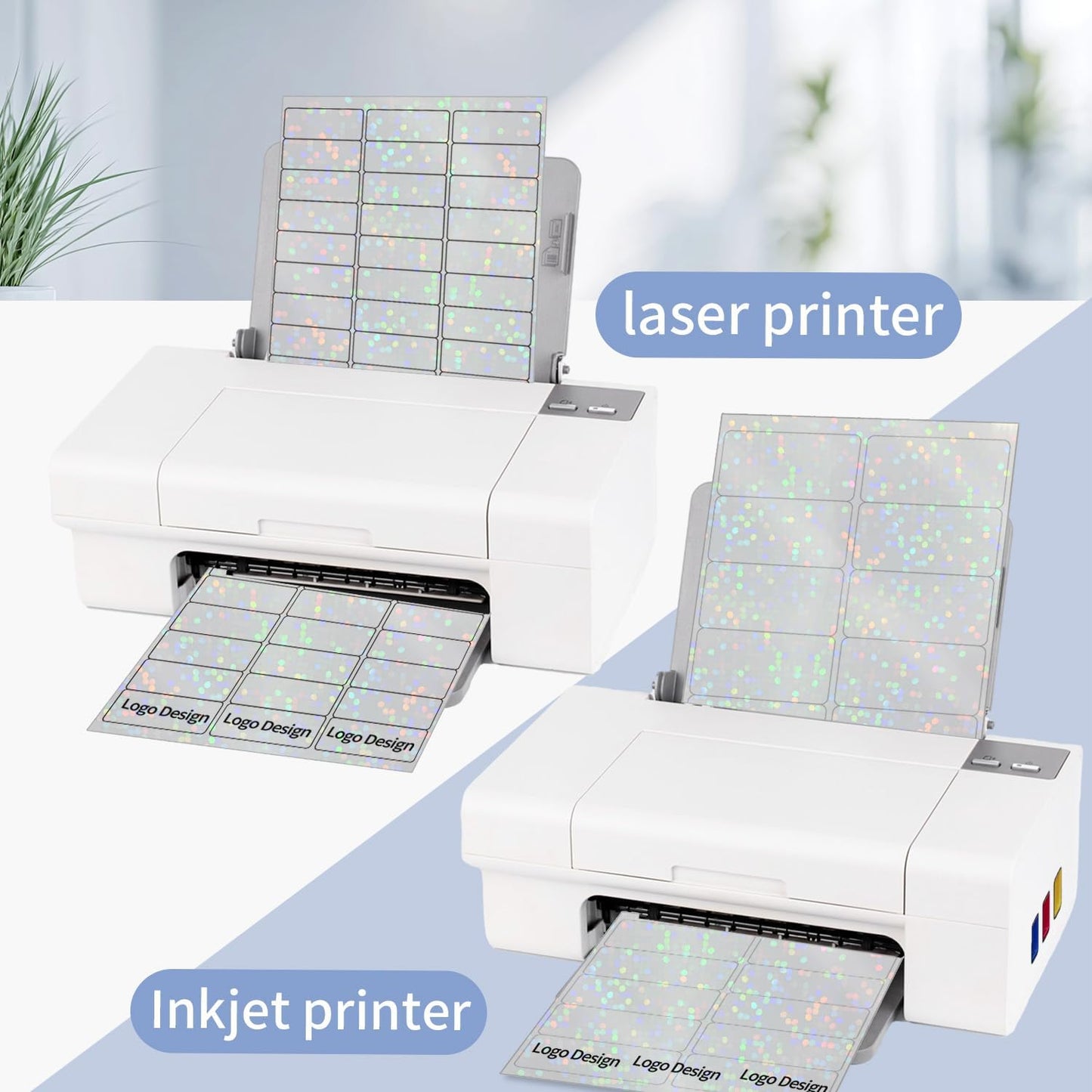 STARLIBOO Transparent Stickers Labels -1" x 2-5/8" Clear Address Labels Mailing Stickers for Laser/Inkjet Printer 8.5"×11"- 20 Sheet (Clear Holographic Dot)