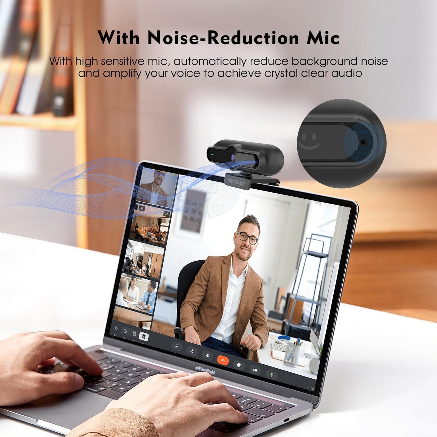 TOALLIN 4K Webcam for PC, 1/2.5" Sensor & 12MP, 1080P & 60FPS, PDAF Auto-Focus, Built-in Microphone and Sliding Privacy Cover, USB Web Camera for Gaming, Conferencing, Streaming and Video Calls