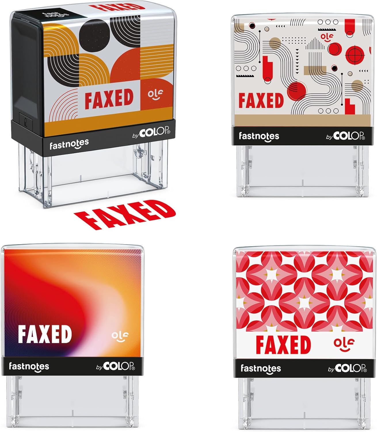 Fastnotes FAXED Self-Inking Rubber Stamp by COLOP - Great for Office Documents, Notary, Warehouse, Accounting Paperwork, Business, and Legal Documentation - Red Ink (FAXED- Red)