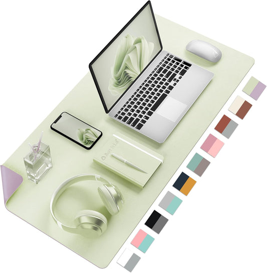Aothia Double-Sided PU Leather Desk Pad - Non-Slip Large Mouse Pad & Desk Mat for Office, Home - Waterproof, Easy to Clean, Durable Dual-Sided Surface (23.6"x13.7", Matcha Green)