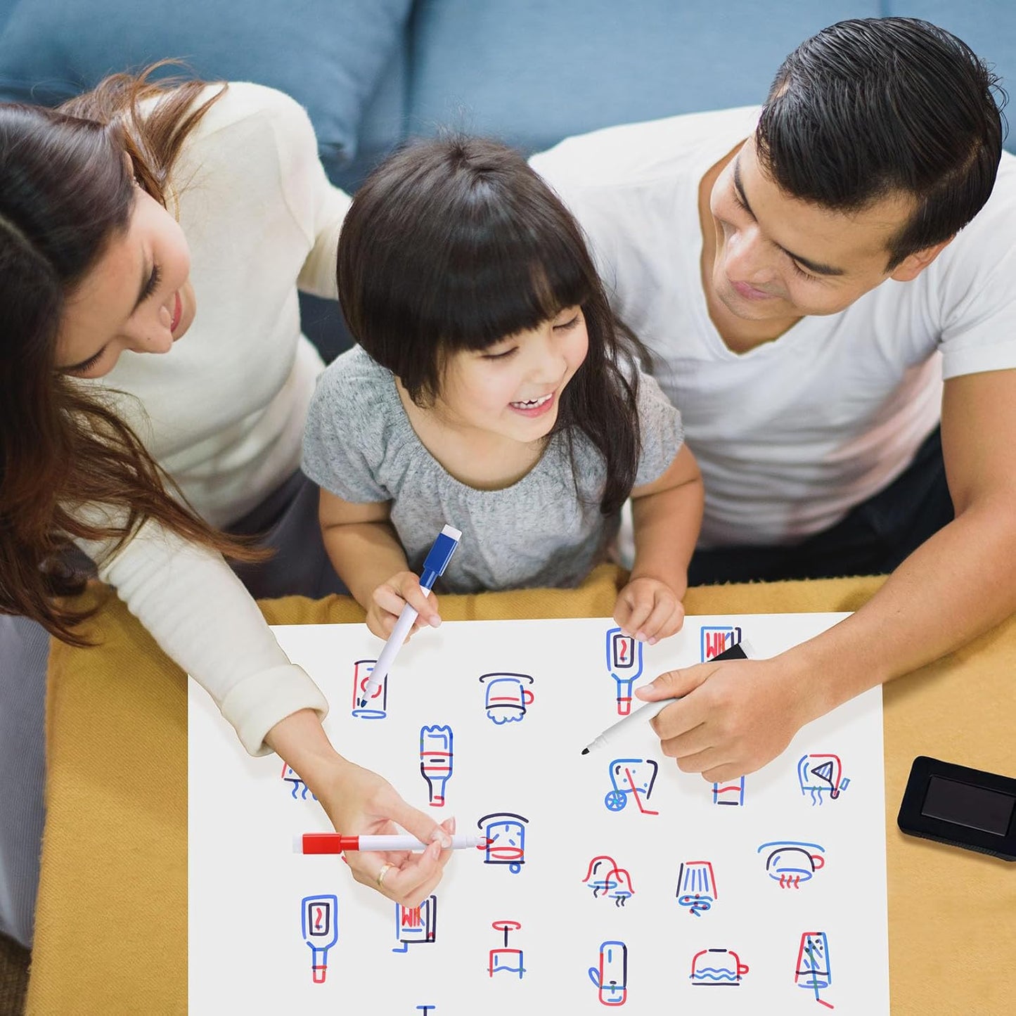 Magnetic Fridge White Board Paper, 36" x 48" Large Dry Erase Board Sheet for Organizer and Planner, Kitchen Refrigerator Whiteboard for Family to-do List, Includes Markers and Eraser