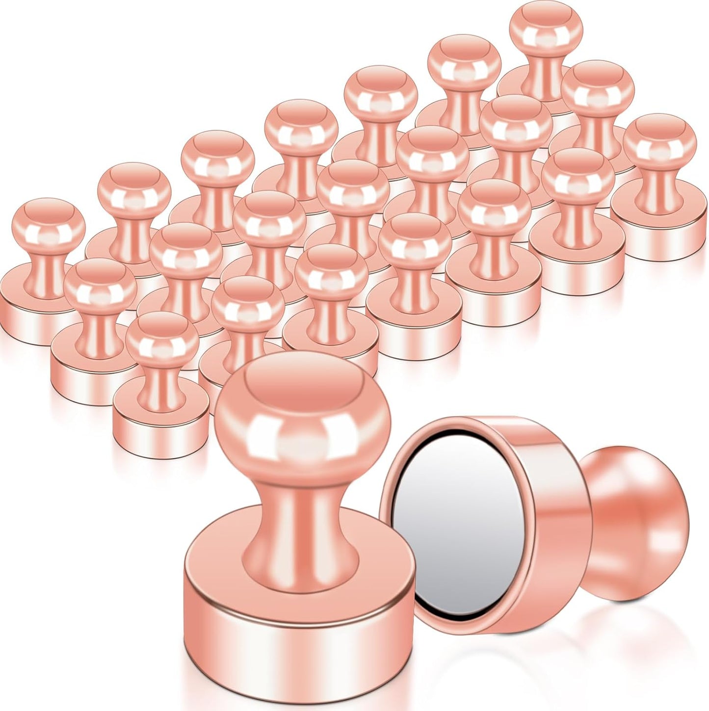 22 Pack Fridge Magnets, Rose Gold Strong Magnets for Whiteboard, Push Pin Refrigerator Magnets Small Strong Rare Earth Magnets Neodymium Magnet for Office, Classroom, Kitchen, Home