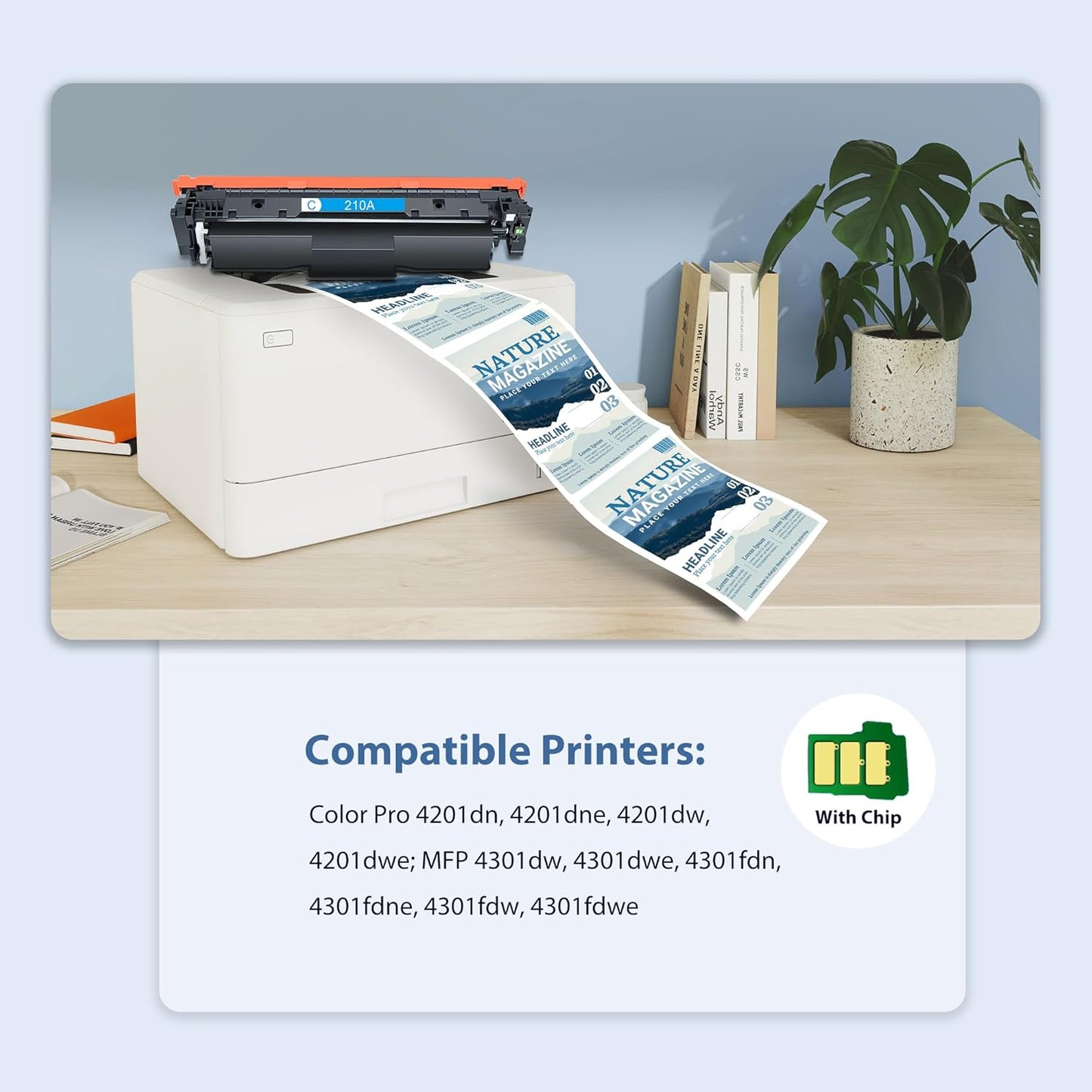 210A Toner Cartridges High Yield for Color Laser Jet Pro MFP 4301fdw 210A Compatible for HP 4201dn 4201dne 4201dw 4201dwe MFP 4301dw 4301dwe 4301fdn 4301fdne 4301fdw 4301fdwe Printer(BK/Y/M/C,4 Pack)