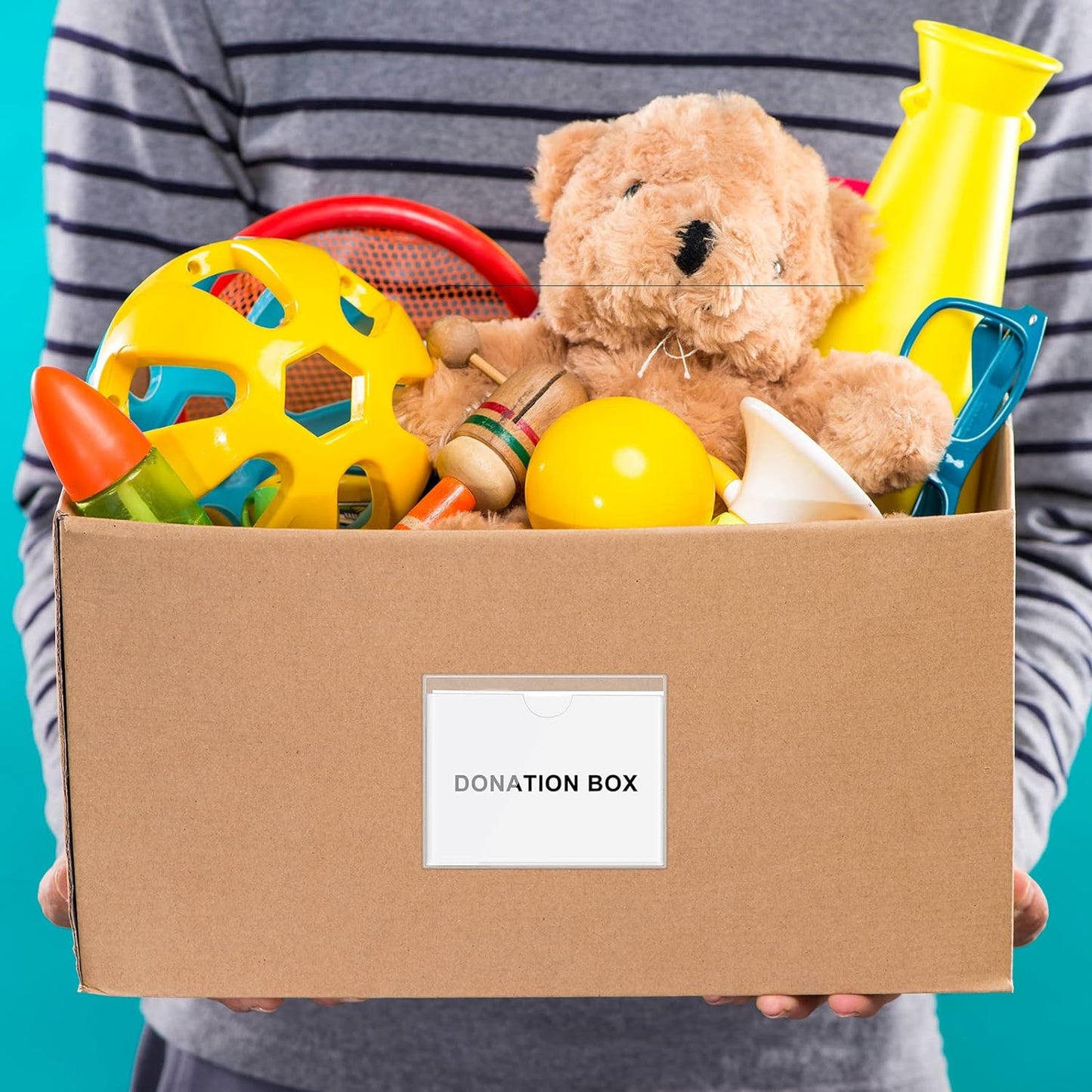 Chinco 50 Pack Clear Adhesive Pockets, Labels for Storage Bins, Plastic Self Adhesive Index Card Holder with Top Open for Organizing Bins Box Drawer(3.1 x 3.9 Inches)