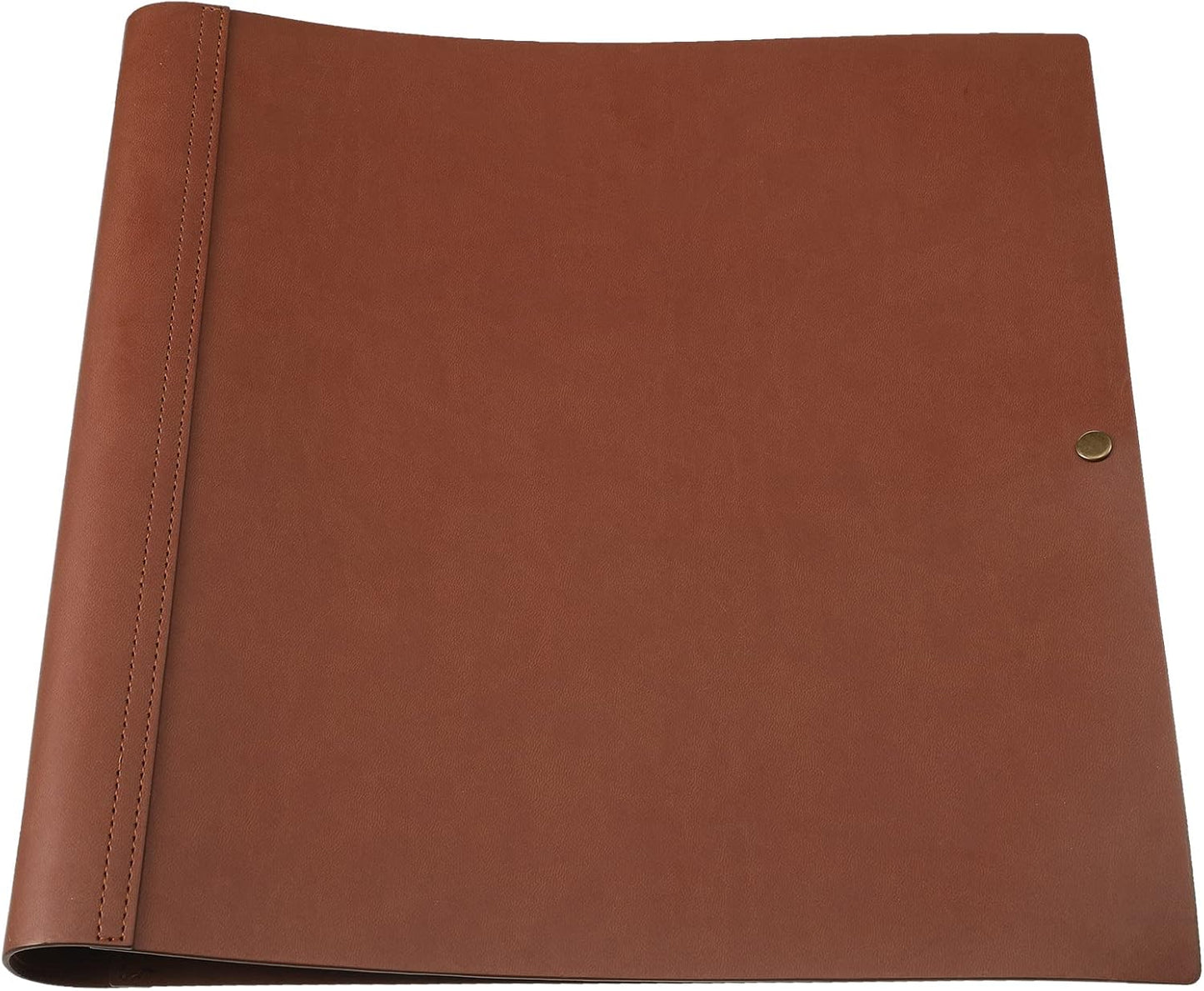 Leather 3 Ring Binder Holds 8.5 x 11 Inch Paper Binder Organizer Vintage Faux Leather Portfolio Folder Planner for Office Home Document Photo Diary Supplies(Chocolate)