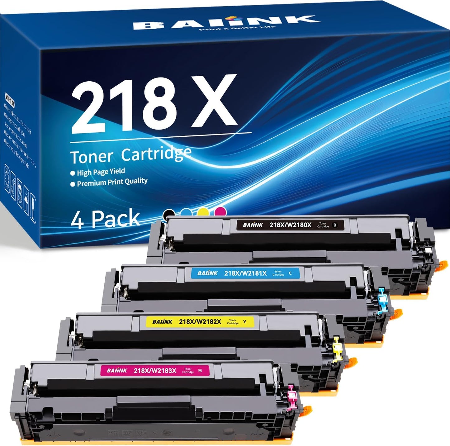 218X Toner Cartridges (No Chip) Replacement for HP 218X Toner Cartridges 4 Pack 218A Compatible for Pro MFP 3301fdw Pro 3201dw MFP 3301cdw MFP 3301sdw Printer