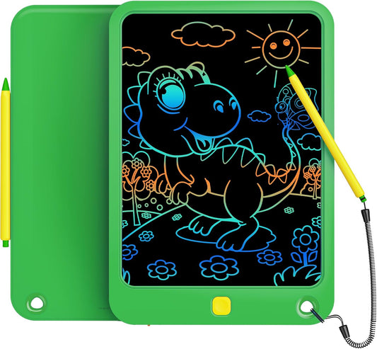 LCD Writing Tablet 10 Inch, Toys for 3 4 5 6 7 8 9 10 Year Old Boys Girls, Colorful Doodle Board Drawing Tablet, Gift for Boys Toddlers Age 3-12 Years, Memo Board, Drawing Pads with Lanyard (Green)