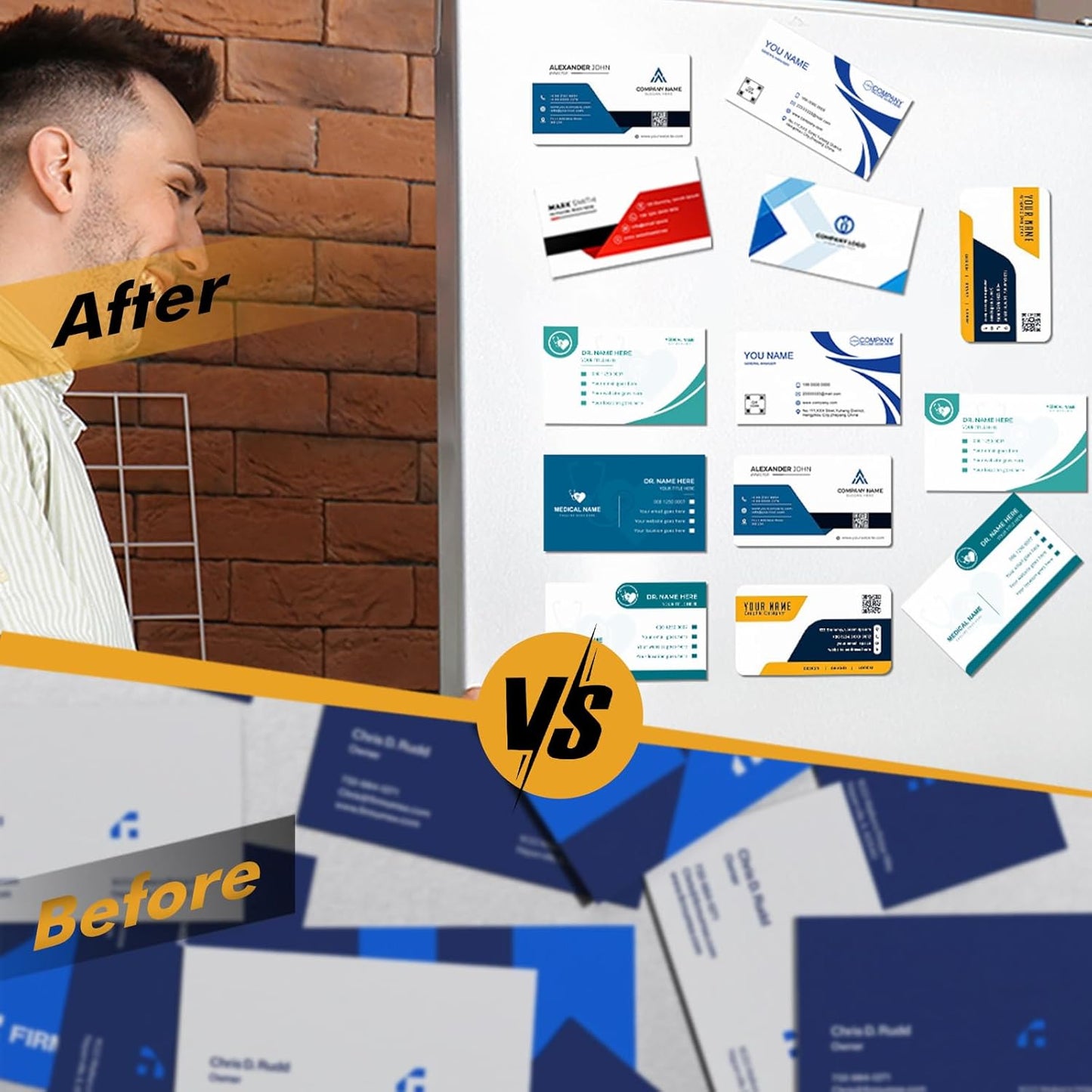 Magnetic Sheets with Adhesive Backing 2 x 3.5 Inch, 500 Packs Business Card Magnets Peel and Stick, Business Cards Customizable, Adhesive Magnetic Sheets, Custom Business Cards Personalized