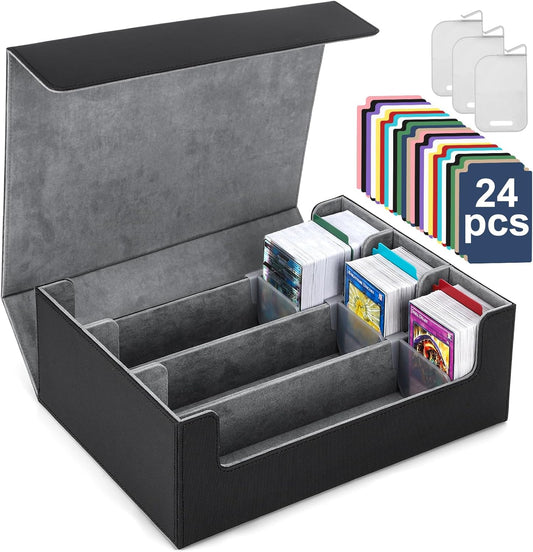 Card Deck Case for Trading Cards 1800+, MTG Card Storage Box, Leather Magnetic Closure Storage Box for Magic Commander, MTG, YuGiOh, PKM and Sports Cards